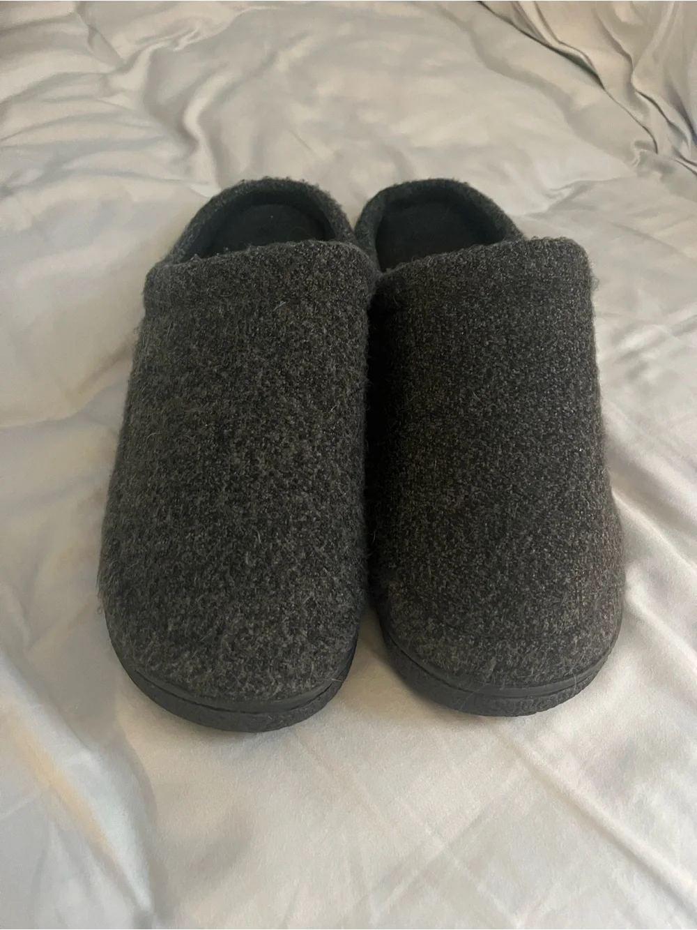 Cozy Dark Gray Fuzzy Slip-On Slippers